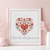Framed Floral heart cross stitch pattern