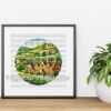 cotswolds cross stitch pattern framed