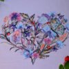 123 finished embroidery of floral heart