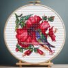 125 Hummingbird and hibiscus cross stitch pattern preview