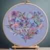 125 Cornflower heart cross stitch pattern with butterflies and dragonfly