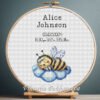 131 Sleeping Bee birth announcement cross stitch pattern