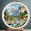 Switzerland Alps village cross stitch pattern