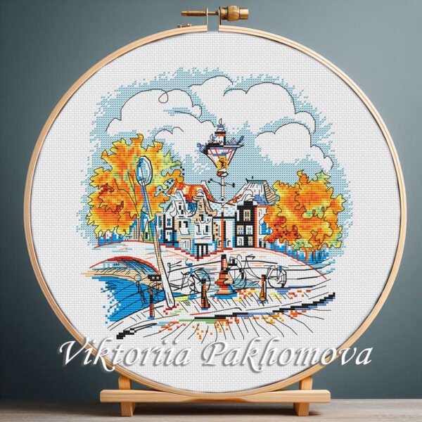 131 amsterdam autumn cross stitch cozy landscape