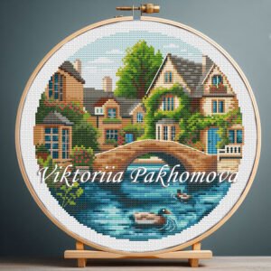 cotswolds summer cross stitch colorful cottages