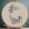 Boho Wedding Wreath Cross Stitch Pattern – Blue Floral Embroidery, Custom Name Date Commemorate PDF