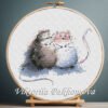 rats cross stitch pattern with funky animal couple in snowy scene