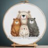 bears family cross stitch pattern with woodland animals