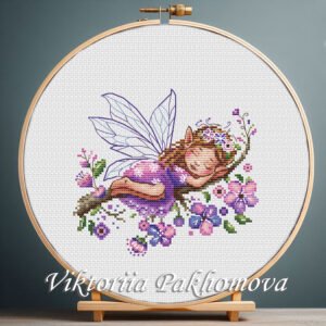 131_2 Fairy cross stitch pattern, colorful digital embroidery design