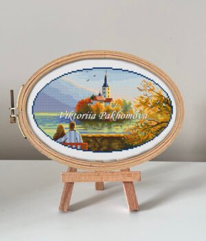 Lake Bled Slovenia cross stitch pattern