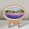 132 Lavender fields cross stitch pattern in embroidery hoop, Provence summer landscape design