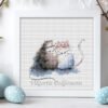 framed rats embroidery with cute cartoon rodents