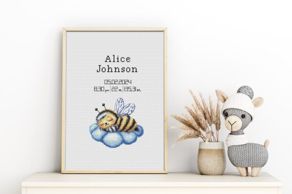 159 Cute bee baby cross stitch for baby room decor