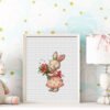 Cute Spring bunny girl cross stitch design for nursery decor