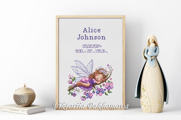 Fairy cross stitch pattern framed wall art