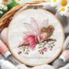 Fairy cross stitch pattern, colorful digital embroidery design