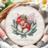 Lily fairy cross stitch pattern, colorful digital embroidery design