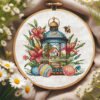 18 easter lantern cross stitch pattern with spring flowers