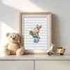 - Colorful woodland animal embroidery pattern nursery decor framed mock up