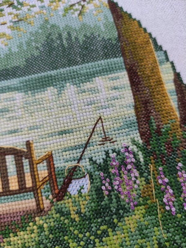 228280482_366241061622073_891184274740066617_n Close‑up of forest and lake cross stitch with bench, flowers, and summer greenery ALT 3 — chart preview: Summertime lake landscape cross stitch chart PDF with symbols and DMC color key Хочеш, я одразу підготую Pinterest‑описи для двох твоїх дошок — Cross Stitch Pattern і Travel Cross Stitch?