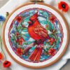 Cardinal stained glass cross stitch pattern