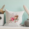 Fairy cross stitch design displayed on decorative pillow for nursery décor and kids room