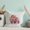 Baby Owl Cross Stitch Pattern – Whimsical Bird on Pink Truck, Cute Nursery Embroidery Design, PDF Download