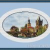 280395242_5054870234627028_2276107712402535922_n Framed Prague city cross stitch artwork with Charles Bridge and historic towers, European architecture embroidery