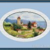 280610464_5054867601293958_2867953524172541009_n Framed Tuscany countryside cross stitch artwork with hills and Italian houses, warm summer embroidery