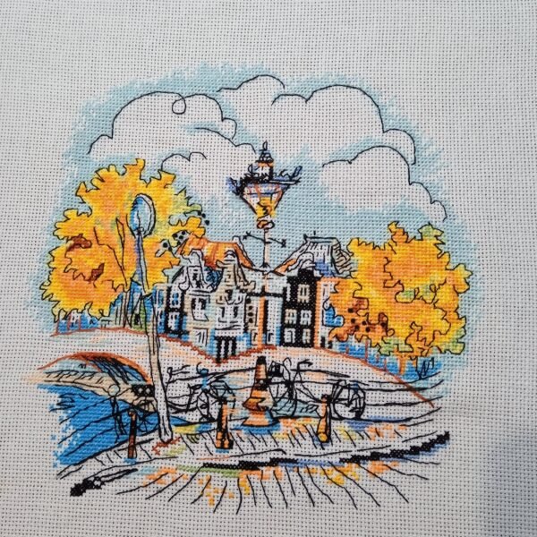 311689158_5496463087089848_4272193302182055520_n amsterdam autumn cross stitch bicycle scene