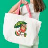 Tote bag with watermelon owl cross stitch design featuring umbrella, pineapple and summer drink