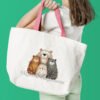cute bears family cross stitch design on tote bag