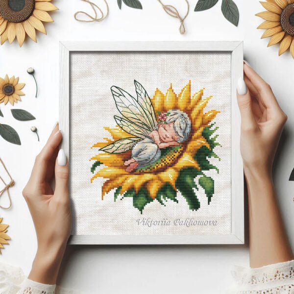 Fairy cross stitch pattern framed wall art