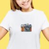 vintage camera cross stitch embroidery on t-shirt