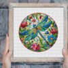 Stained glass dragonfly cross stitch pattern framed wall art Stained glass dragonfly cross stitch pattern framed wall art