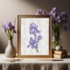 Blue iris finished embroidery framed mock up