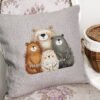 cute bears family cross stitch design on pillow case