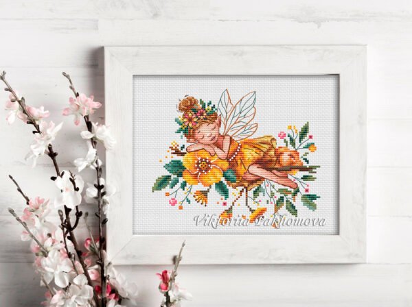 Fairy cross stitch pattern framed wall art