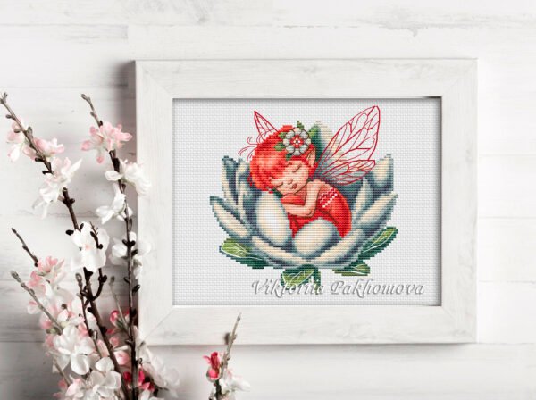 Fairy cross stitch pattern framed wall art