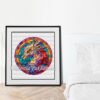 Stained glass dragon cross stitch pattern framed wall art