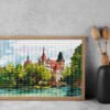 Castle and river view cross stitch