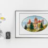 7 Romania Cross Stitch Pattern PDF – Count Dracula’s Castle, Transylvania European Tapestry Design, Gothic Landscape Needlepoint, DIY Embroidery