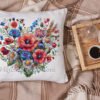 mock up pillow for Wildflower heart cross stitch pattern