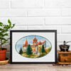 8 Romania Cross Stitch Pattern PDF – Count Dracula’s Castle, Transylvania European Tapestry Design, Gothic Landscape Needlepoint, DIY Embroidery