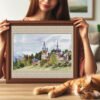 Sinaia castle embroidery framed