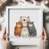 cute bears family cross stitch design framed
