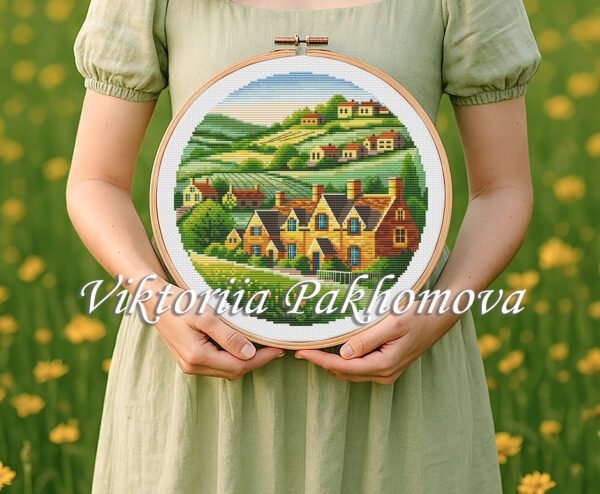 cotswolds cross stitch british countryside