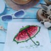 BwIPTReul3w embroidery with watermelon colors and playful umbrella design