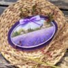 EQTysyIXkl0 Lavender fields cross stitch with decorative ribbon and beads, Provence countryside design