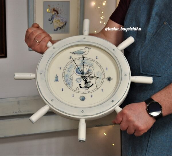 cat sailor cross stitch embroidery in artistic frame